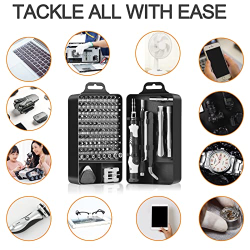 NECAMOCU Precision Screwdriver Set, Professional Grade 115 in 1 Magnetic Repair Tool Kit for Electronics, Computer, iPhone, Laptop, Game Console, Watch, Eyeglasses, Modding, and DIY Projects