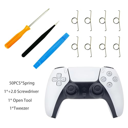 CTHTBZ 50Pcs Replacement L2 R2 Trigger Button Metal Springs Compatible with Playstation PS5 Controller Parts Repair Accessories, With Screwdriver, Tweezer, Open tools