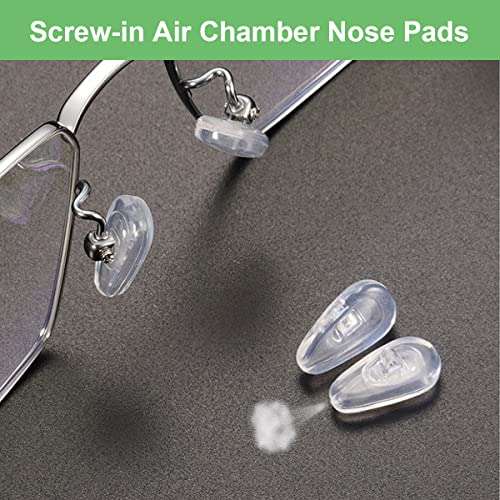 Mr.ZzjOOj Eyeglasses Nose Pads, Upgraded Soft Silicone Air Chamber Eyeglass Nose Pads, 6 Pairs of Screw-in 15mm Glasses Nose Pad Set with Screws and Micro Screwdriver