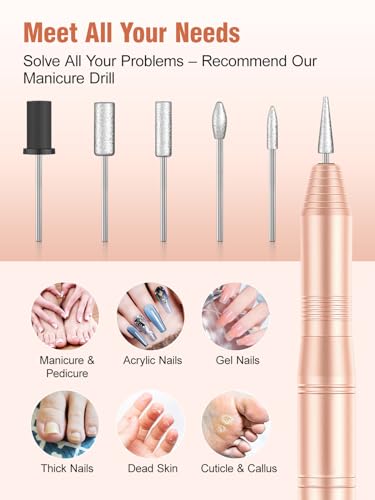 Gold Portable Electric Nail Drill Kit for Beginners