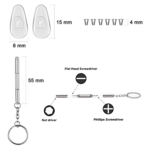 Mr.ZzjOOj Eyeglasses Nose Pads, Upgraded Soft Silicone Air Chamber Eyeglass Nose Pads, 6 Pairs of Screw-in 15mm Glasses Nose Pad Set with Screws and Micro Screwdriver
