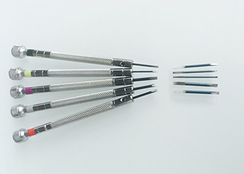 OTOOLWORLD 5 Pieces Precision Screwdriver Set for Watch Repair Watch Bracelet with 5 Extra Blades