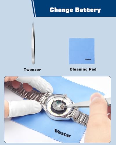 Vastar Watch Repair Kit, Watch Case Removal Tool, Watch Battery Replacement, Watch Tool Kit, 5-in-1 Screwdriver/Watch Holder/20pcs Spring Bars/Tweezer/Dust Brush