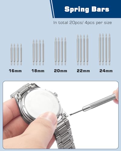 Vastar Watch Repair Kit, Watch Case Removal Tool, Watch Battery Replacement, Watch Tool Kit, 5-in-1 Screwdriver/Watch Holder/20pcs Spring Bars/Tweezer/Dust Brush
