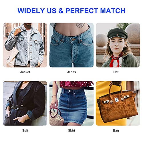 12 Sets Adjustable Buttons for Jeans, 20mm No Sew Instant Metal Buttons, Removable Jean Buttons Replacement Repair Kit with Threads Rivets and Screwdriver