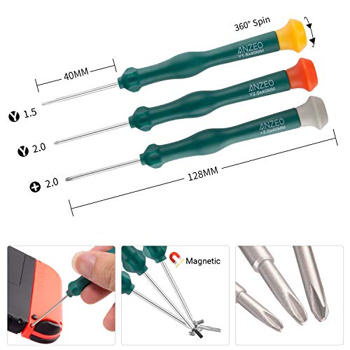 Triwing Screwdriver for Nintendo Switch, Professional Repair Tool Kit for Joy-con Joystick Replacement with Tweezers, Opening Pry Bar & Suction Cup