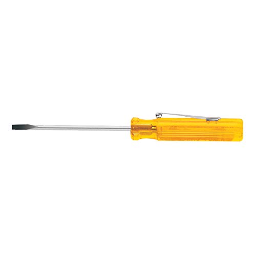 Klein Tools A131-2 1/8-Inch Flat Head Screwdriver with Keystone Tip, Made in USA, Pocket Clip, 2-Inch Round Shank and Comfordome Handle