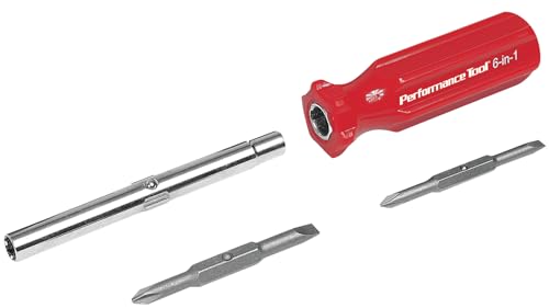 Performance Tool W975 6-in-1 Quick Change Screwdriver With Hex Torque Handle, Chrome Vanadium Steel