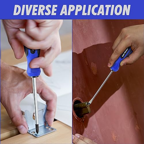 CARTMAN 12 Piece Magnetic Screwdriver Set - 6 Phillips and 6 Flat, Professional Cushion Grip Hand Tools Set