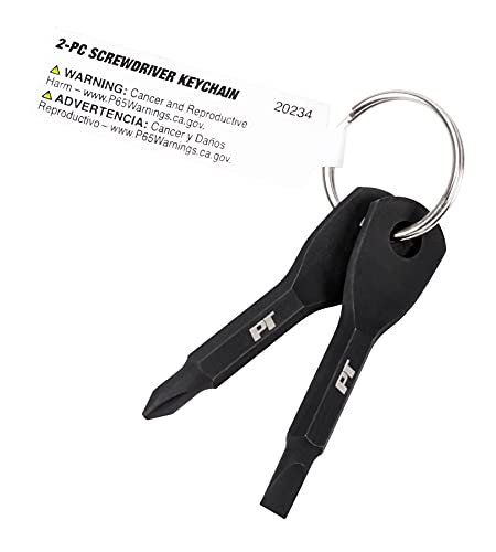 Performance Tool 20234 Steel Keychain Screwdriver Set with Phillips and Slotted Keys, Black Powder Coated for Durability and Style