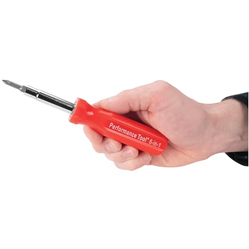 Performance Tool W975 6-in-1 Quick Change Screwdriver With Hex Torque Handle, Chrome Vanadium Steel