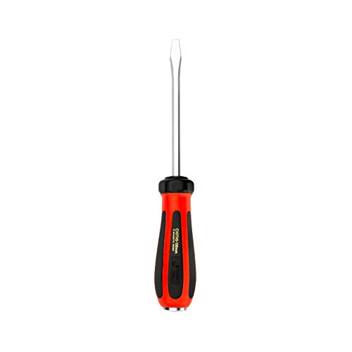 Jetech Strike Cap Go Through Screwdriver Slotted, S2 Steel Slotted Screwdriver with Magnetic Tip, Flathead Screwdriver with Striking Cap, Ergonomic Soft Grip TPR Handle (5x100mm)
