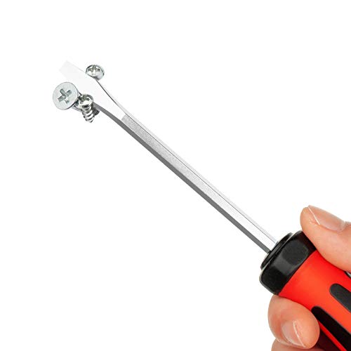 Jetech Strike Cap Go Through Screwdriver Slotted, S2 Steel Slotted Screwdriver with Magnetic Tip, Flathead Screwdriver with Striking Cap, Ergonomic Soft Grip TPR Handle (5x100mm)
