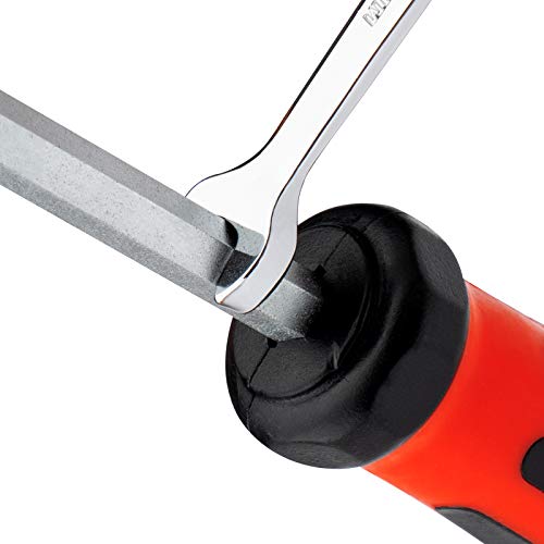 Jetech Strike Cap Go Through Screwdriver Slotted, S2 Steel Slotted Screwdriver with Magnetic Tip, Flathead Screwdriver with Striking Cap, Ergonomic Soft Grip TPR Handle (5x100mm)