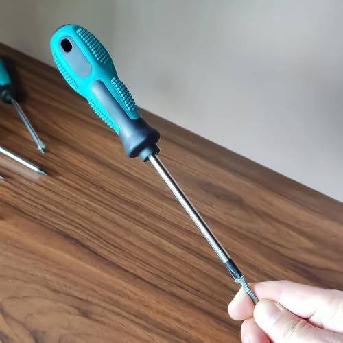 Tcwous Magnetic Screwdriver Set, 6-Piece Screw Driver Kit with 3 Phillips and 3 Flat, Professional Non-Slip Cushion Grip Nut Driver Repair Tool Set. Stocking Stuffers for Men Gifts