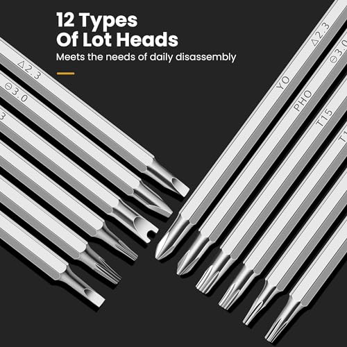 CAYYET Screwdriver Set, 12 in 1 Multi-Functional Repair Tool Kit for Home Use, Multi-bit Screwdriver Set Tool (Phillips, Slotted, Torx, Square,Nut Driver) Outdoor and Daily Repair Tools
