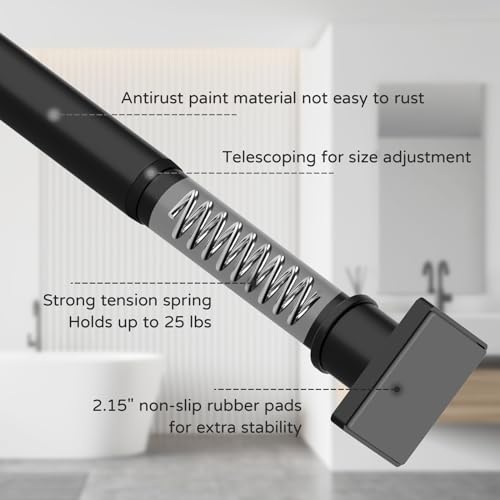 Adjustable Non-Slip Black Shower Curtain Rod - 31-79
