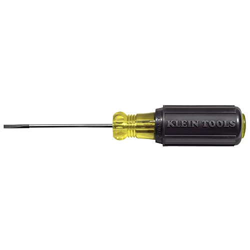 Klein Tools 612-4 Screwdriver, Made in USA, Flat Head Terminal Block Screwdriver, 1/8-Inch Cabinet Tip, 4-Inch Round Shank, TB-DIN