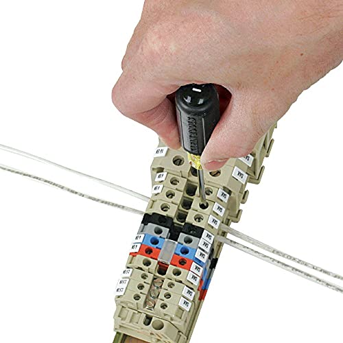 Klein Tools 612-4 Screwdriver, Made in USA, Flat Head Terminal Block Screwdriver, 1/8-Inch Cabinet Tip, 4-Inch Round Shank, TB-DIN