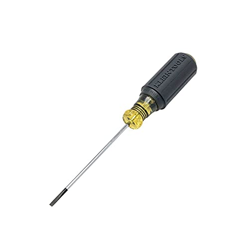 Klein Tools 612-4 Screwdriver, Made in USA, Flat Head Terminal Block Screwdriver, 1/8-Inch Cabinet Tip, 4-Inch Round Shank, TB-DIN