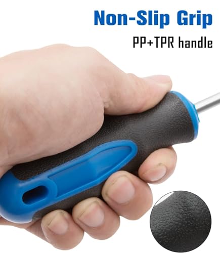 6PCS Magnetic Tip Screwdriver Set, 3 Phillips and 3 Flat, Professional Cushion Grip | 6-Piece Hand Tools Set