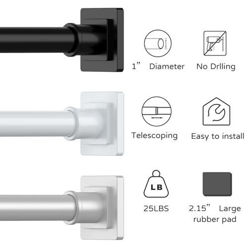 Adjustable Non-Slip Black Shower Curtain Rod - 31-79