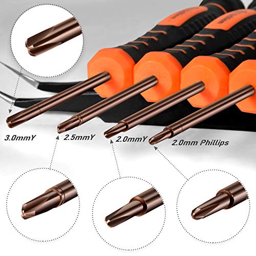 Triwing Screwdriver Set, TECKMAN 4 in 1 Tripoint Screwdriers Repair Kit with 2.0 2.5 3.0 Triwing and Ph00 Phillips Screwdrivers for Nintendo Wii/Gameboy Advance/Gamecube/Switch/Joycon/DS/3DS/NDS/DSi