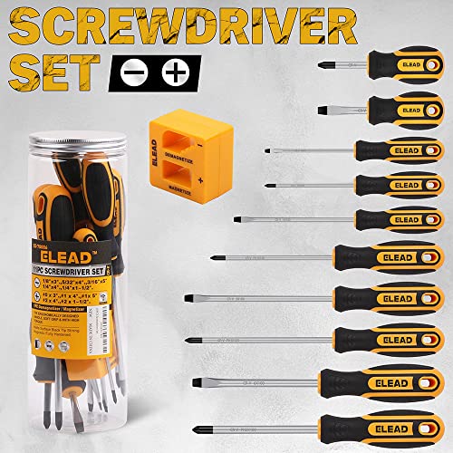 11-piece Screwdriver Set 5 Phillips and 5 Slotted Tips magnetic screwdriver set screw driver work on small screws as well as large. Magnetizer Demagnetizer for Screwdriver Tips Bits and Small Tools