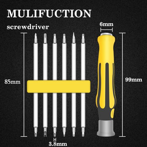Premium 6-In-1 Screwdrivers Set, Multipurpose Turn Screw, Household Small Driver, Detachable Handle, Alloy Steel Material, SH-083, 12 Sizes by NOSHY