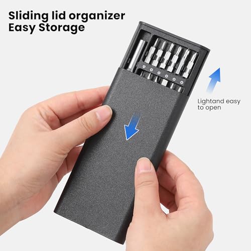 YEATEM Precision Screwdriver Set, 24 in 1 Mini Magnetic Small Screwdriver Set, Eyeglasses, Computer, Electronic, Watch Repair Kit with Phillips and Star Tiny Screw Driver,Tiny Home Kit