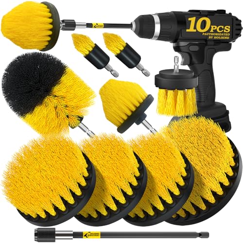 Holikme 10-Piece Power Scrubber Brush Set, Yellow