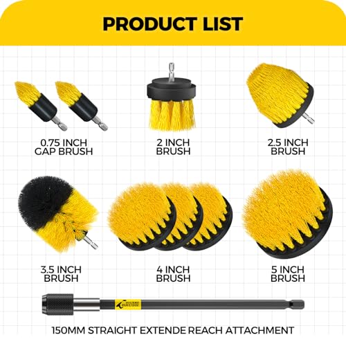 Holikme 10-Piece Power Scrubber Brush Set, Yellow