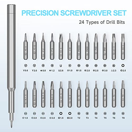 Egmen Precision Screwdriver Set, 26 in 1 Mini Magnetic Small Screwdriver Set Case for PC, Eyeglasses, Computer, Electronic, Watch Repair Kit with Phillips and Star Tiny Screw Driver