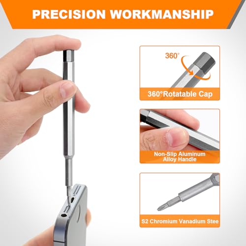 AHFLRITO Precision Screwdriver Set, 24 in 1 Small Screwdriver Set Magnetic, Mini Screwdriver Set with Case, Electronics Repair Tool kit for Laptop, iPhone, Computer, Phone, Glasses, Watch, PS5