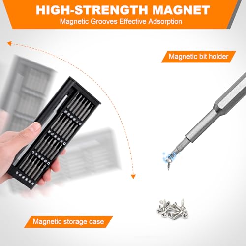 AHFLRITO Precision Screwdriver Set, 24 in 1 Small Screwdriver Set Magnetic, Mini Screwdriver Set with Case, Electronics Repair Tool kit for Laptop, iPhone, Computer, Phone, Glasses, Watch, PS5
