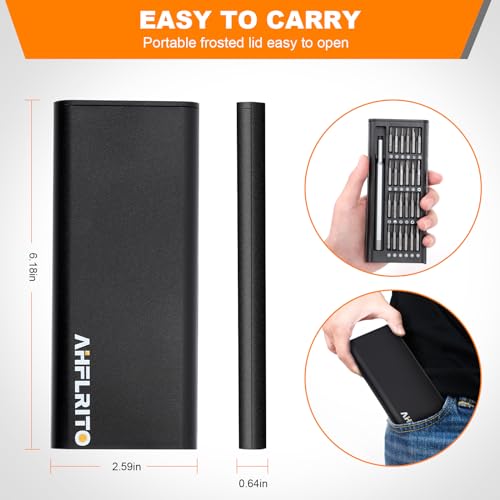 AHFLRITO Precision Screwdriver Set, 24 in 1 Small Screwdriver Set Magnetic, Mini Screwdriver Set with Case, Electronics Repair Tool kit for Laptop, iPhone, Computer, Phone, Glasses, Watch, PS5