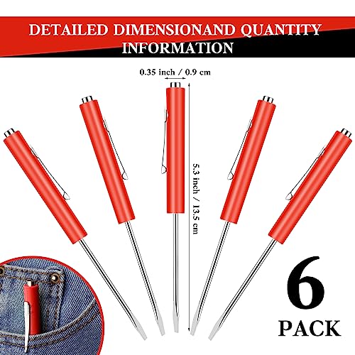 cssopenss 6 Pieces Pocket Screwdriver Mini Tops And magnetic pocket screwdriver with A Single Blade Head for Mechanical, Electrician (Red)