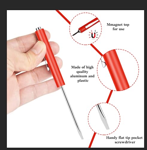 cssopenss 6 Pieces Pocket Screwdriver Mini Tops And magnetic pocket screwdriver with A Single Blade Head for Mechanical, Electrician (Red)