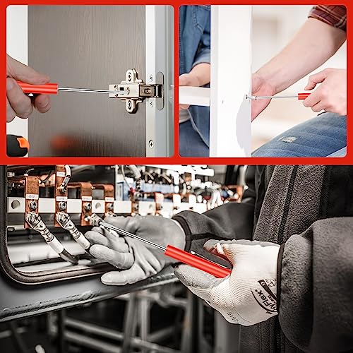 cssopenss 6 Pieces Pocket Screwdriver Mini Tops And magnetic pocket screwdriver with A Single Blade Head for Mechanical, Electrician (Red)