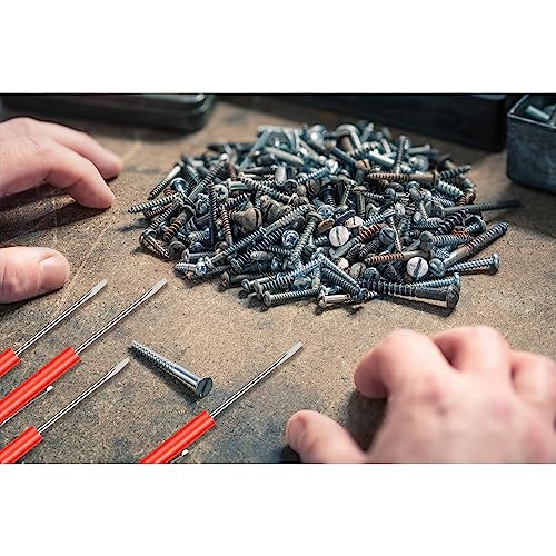 cssopenss 6 Pieces Pocket Screwdriver Mini Tops And magnetic pocket screwdriver with A Single Blade Head for Mechanical, Electrician (Red)