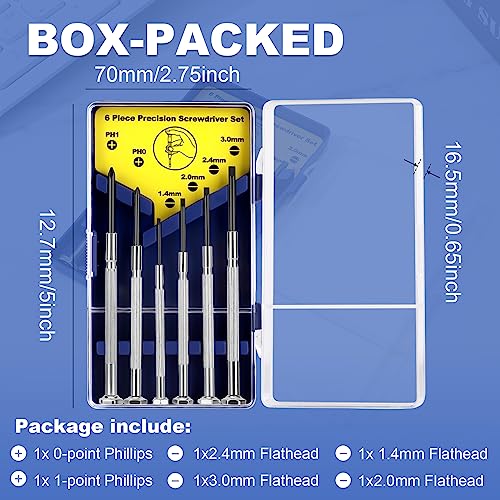 6PCS Tiny Screwdriver Set with Case, Soodeei Mini Screwdriver Set with 6 Different Size Flathead and Philips Screwdrivers, Premium Small Screwdriver Set for Watch, Toys, Computer, Jewelry, Repair.