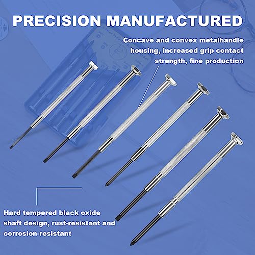 6PCS Tiny Screwdriver Set with Case, Soodeei Mini Screwdriver Set with 6 Different Size Flathead and Philips Screwdrivers, Premium Small Screwdriver Set for Watch, Toys, Computer, Jewelry, Repair.