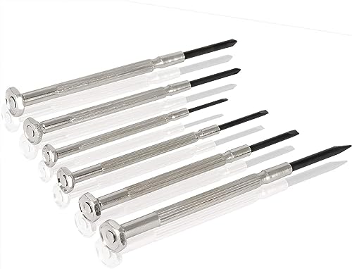 6Pcs Mini Screwdriver Set, Eyeglass Repair Screwdriver, Precision Repair Tool Kit with 6 Different Size Flathead and Philips Screwdrivers, Ideal for Watch, Jewelers (6pcs)