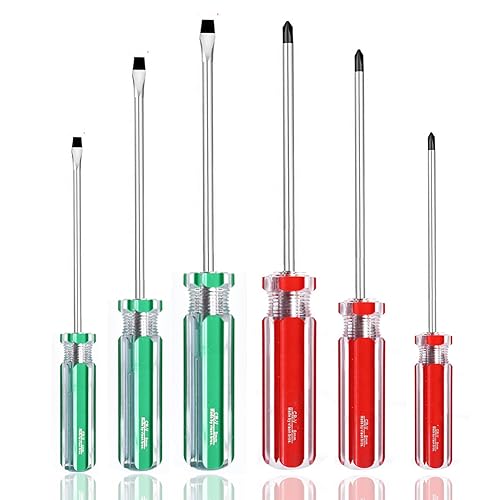 SKZIRI Phillips and Flat Head Screwdriver Set 6Pcs, 3 Phillips and 3 Flat Head Screwdriver with Magnetic Tips