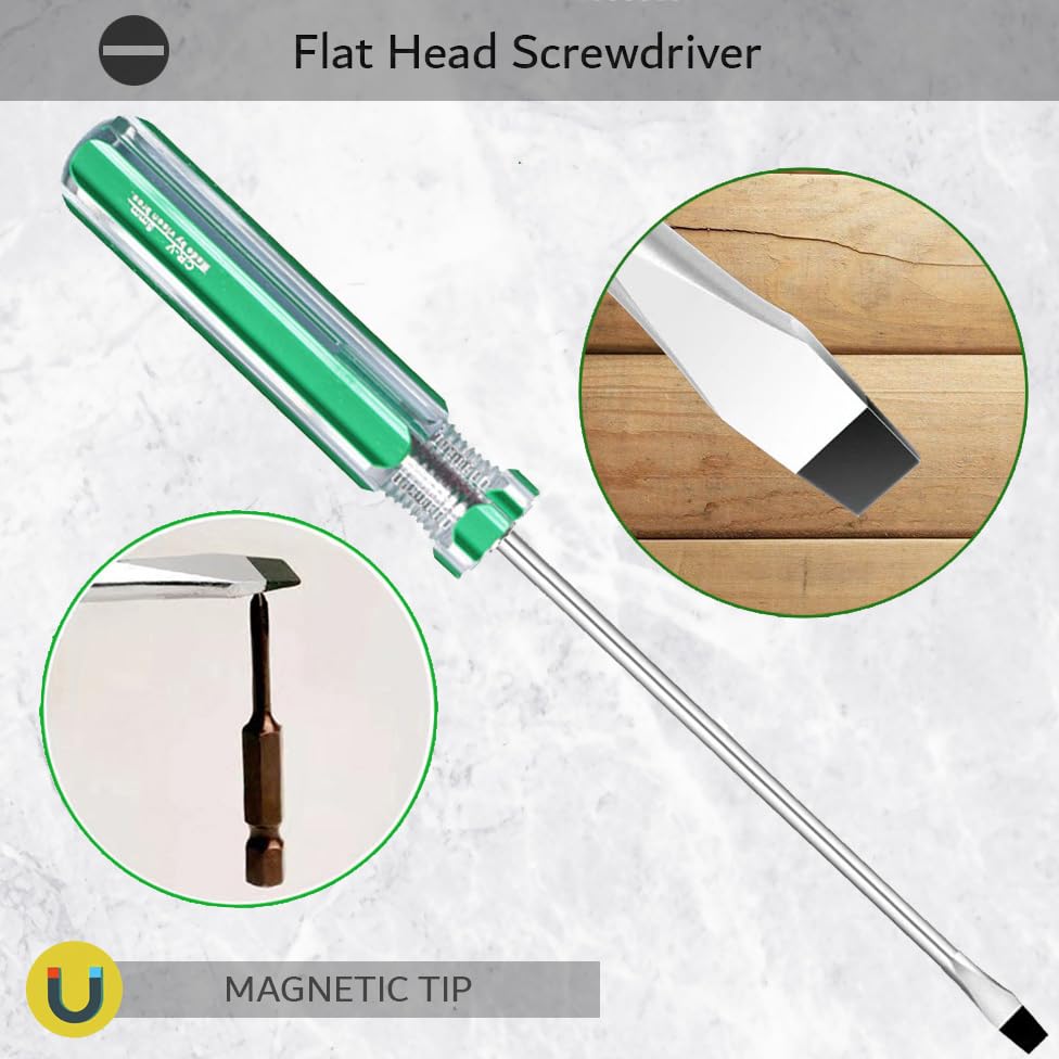 SKZIRI Phillips and Flat Head Screwdriver Set 6Pcs, 3 Phillips and 3 Flat Head Screwdriver with Magnetic Tips