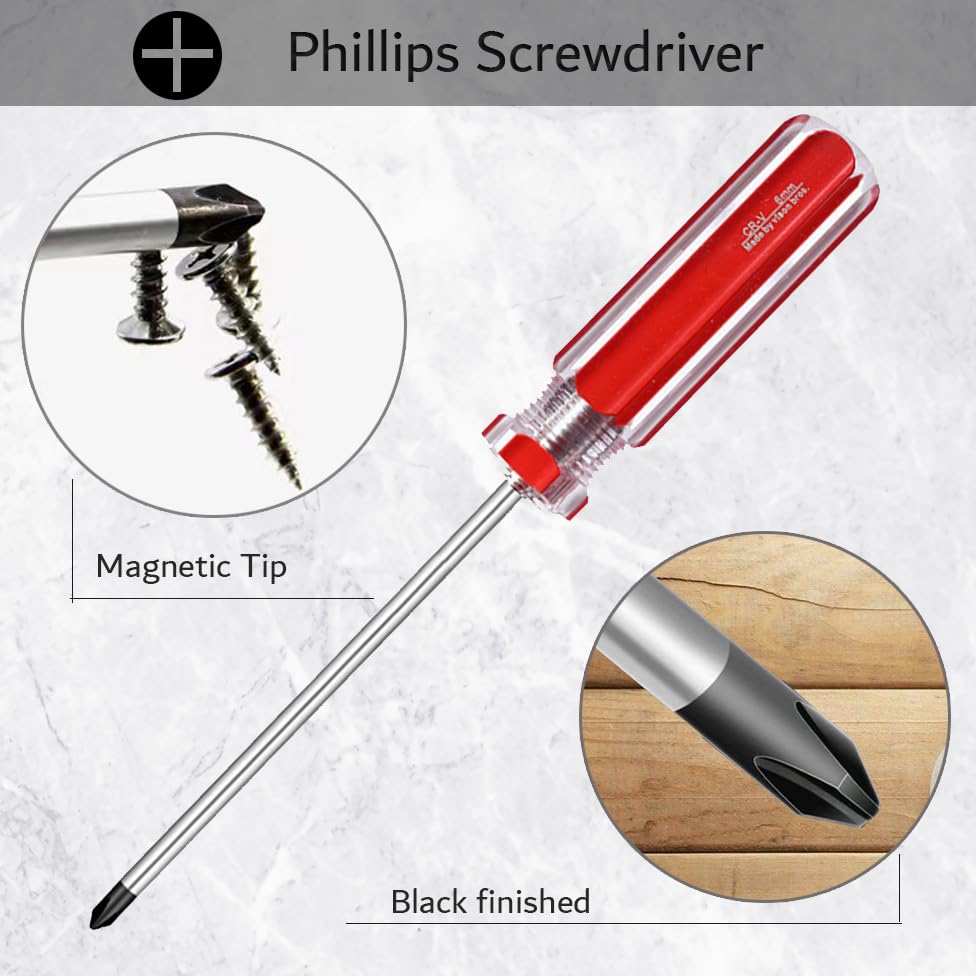 SKZIRI Phillips and Flat Head Screwdriver Set 6Pcs, 3 Phillips and 3 Flat Head Screwdriver with Magnetic Tips