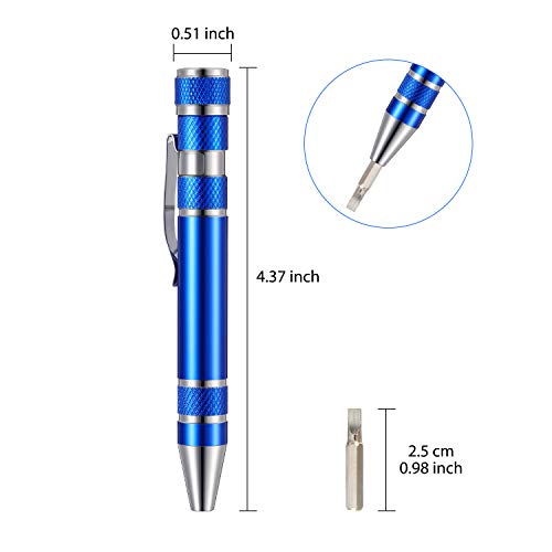 Mudder Father's Day Pen Screwdriver Gifts Multitool Handy Tool 8 in 1 Magnetic Pocket Screwdriver Multi Precision Function for Mini Gadgets Repair(4 Pieces)