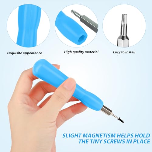 Video Doorbell Screwdriver, Double-Ended Screwdriver Bits with Handle, T6 and T15 Torx Screwdrivers Tools Doorbell Screwdriver Replacement for Ring Video Doorbell Models (Blue)