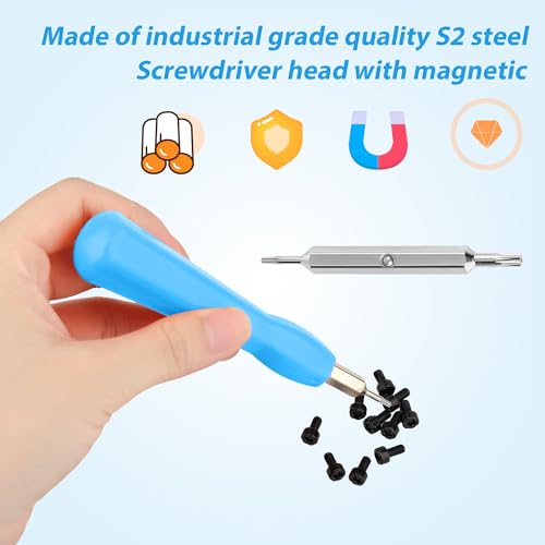 Video Doorbell Screwdriver, Double-Ended Screwdriver Bits with Handle, T6 and T15 Torx Screwdrivers Tools Doorbell Screwdriver Replacement for Ring Video Doorbell Models (Blue)