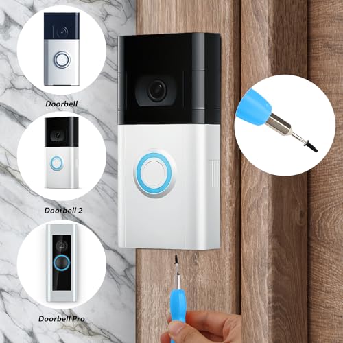 Video Doorbell Screwdriver, Double-Ended Screwdriver Bits with Handle, T6 and T15 Torx Screwdrivers Tools Doorbell Screwdriver Replacement for Ring Video Doorbell Models (Blue)